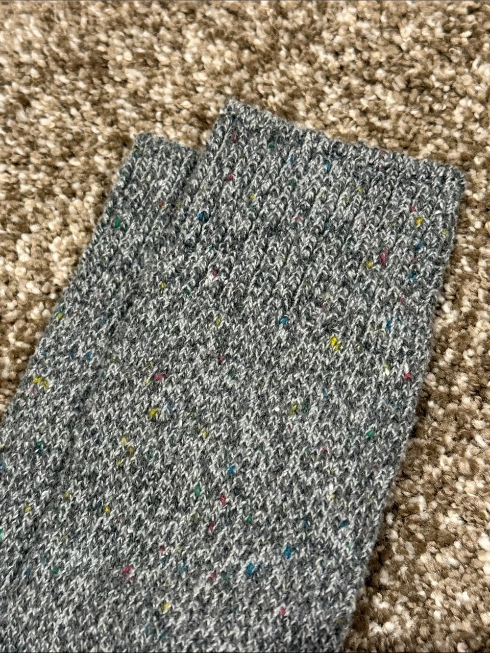 3 pair Women’Knee-High Socks  - Brown, Gray with Neon Green Accents, and Tan